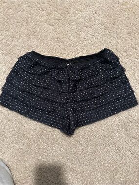 Kimchi Blue Black Polka Dot Ruffle Skort Shorts